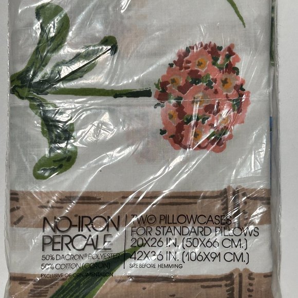 Vintage Martex 2 Standard Pillowcase Flowers New in Package Spring Tulips Unisex - Picture 1 of 9